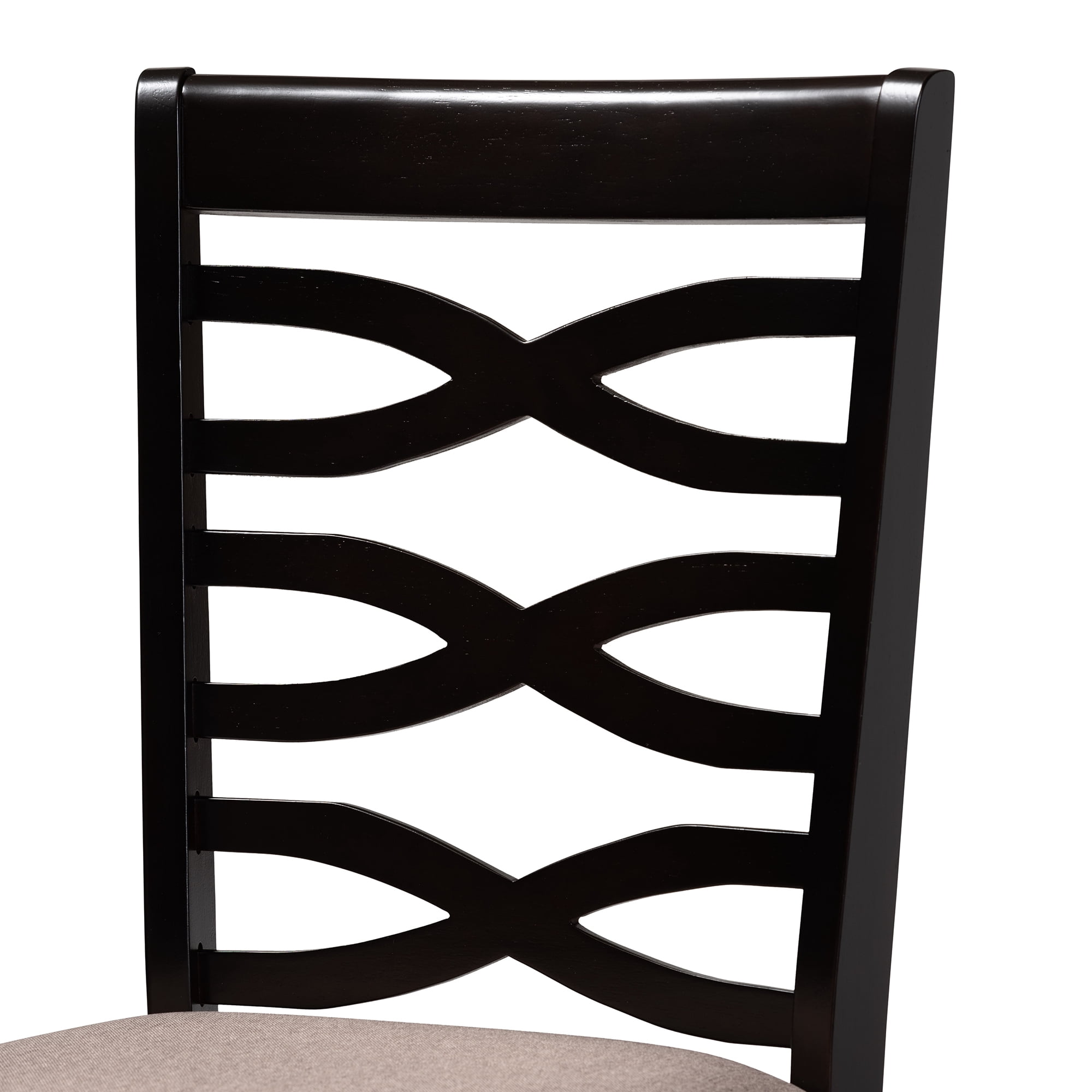 Baxton Studio Lanier Modern and Contemporary Sand Fabric Upholstered Dark Brown Finished 2-Piece Wood Dining Chair Set