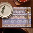 thumbnail image 4 of Boho Blue Knitted Ethnic Pattern Summer Placemats Table Placemats Set Of 6-Linen Kitchen Washable Placemats Table Mats 11.8"x17.7" Non-Slip Heat Resistant, 4 of 5