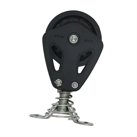 Polea para velero, bloque giratorio simple, práctica, multiusos, de acero inoxidable y nailon negro