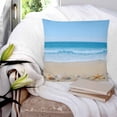 thumbnail image 3 of Summer Beach 16x16 Pillow Covers Set of 2, Coastal Ocean Waves Starfish Shell Throw Pillow Covers Decorative Couch Cushion Case, Microfiber Square Pillowcases for Bedroom Car Living Room, 3 of 7