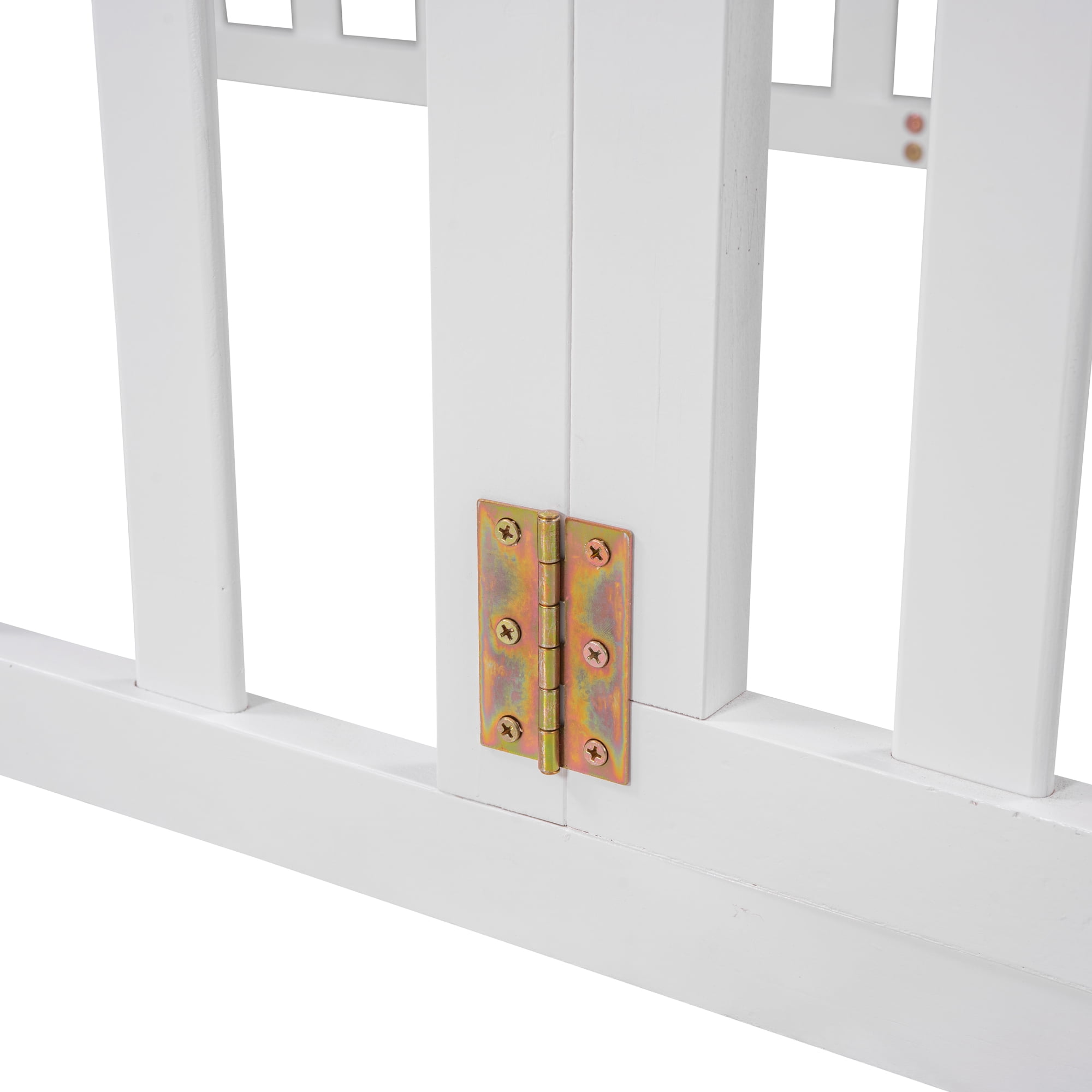 Mintazer Twin Floor Bed with Guardrails & Hinged Gate Door, Montessori Toddler Floor Bed Frame for Kids, White