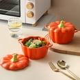 thumbnail image 5 of TOOPTY Ceramic Pumpkin Pot with Lid, Dutch Oven Style Casserole for Baking, Serving, and Fall Table Decor, 5 of 6