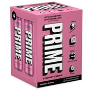 Prime Sugar Free Energy Drink, Strawberry Watermelon, 12 fl oz, 4 Pack, Cans, 200mg Caffeine