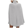 thumbnail image 3 of RMGVDSD Womens Turtleneck Knitted Sweater Batwing Sleeveless Hem Side Slit Pullover Tops Solid Color Loose Cape Shawl Sweater Fall Outfits for Women /White, 3 of 7