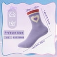 thumbnail image 2 of Bocaoying 5 Pairs Girls Crew Athletic Socks, Funny Kids Cotton Socks, Retro Stripes Hearts Mid-Calf Socks, Breathable Soft Socks for Outdoor Sports (Suitable for Girls Aged 9-12), 2 of 7