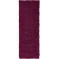 thumbnail image 1 of Unique Loom Solo Solid Shag Collection Area Modern Plush Rug Lush & Soft, 2' 2 x 6' 5 Runner, Eggplant Purple, 1 of 5