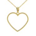 thumbnail image 1 of TWO SIDED BEADED OPEN HEART PENDANT NECKLACE IN YELLOW GOLD (1.1") :  14K  Pendant with 16" chain, 1 of 2