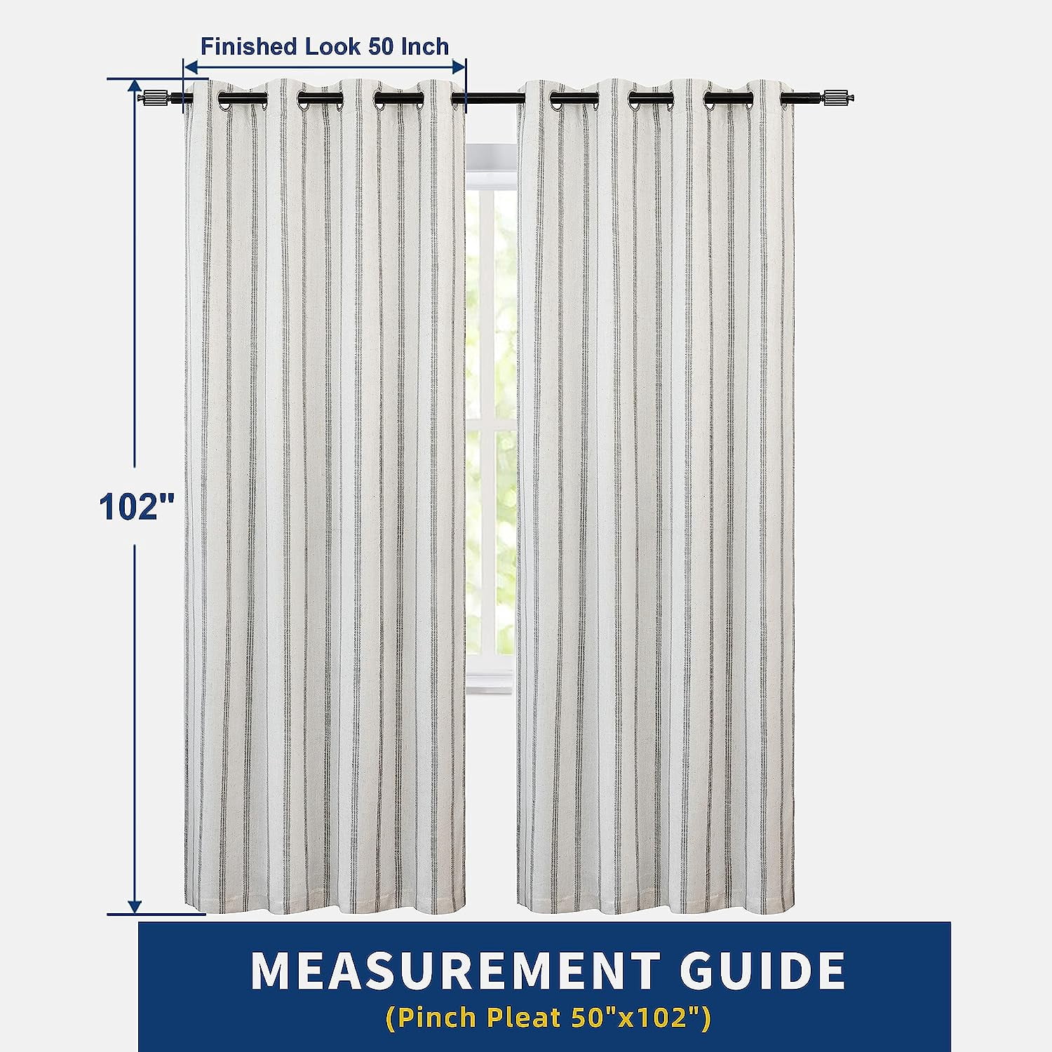 DriftAway Farmhouse Linen Blend Blackout Curtains 50" Width X 102" Length - Gray
