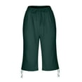 thumbnail image 3 of Sakmal Cotton and Linen Shorts Women Chino Knee Length Bermuda Green High Waisted 12" Shorts with Pockets, 3 of 7