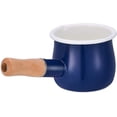 thumbnail image 1 of Cacerola para leche esmaltada, mini calentador de mantequilla, cacerola esmaltada de 4 pulgadas y 17 onzas, utensilios de cocina pequeños con mango de madera, tamaño perfecto para calentar porciones, 1 of 7