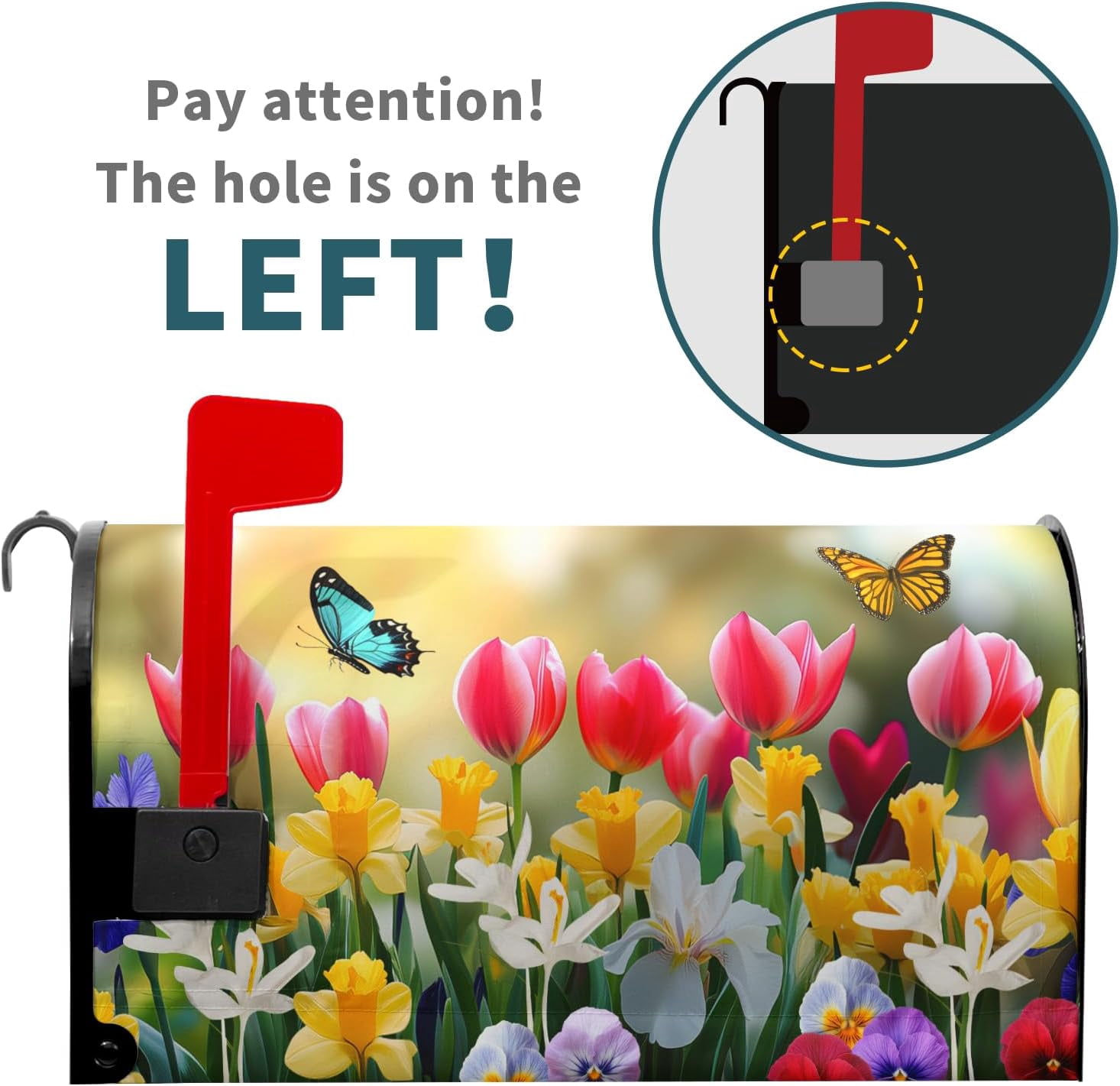 Spring Flowers Mailbox Covers Magnetic Large Size 25.5''''x21'''' Floral Butterfly Letter Box Wrap Spring Summer Seasonal Waterproof Post Letter Box Wrap Decor for Home Outdoor Garden Yard