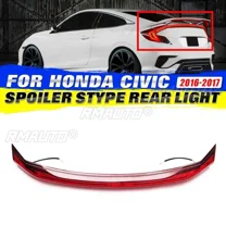 Car Rear LED Spoiler Rear Trunk Spoiler Lip Wing Light For Honda For Civic 2016-2017 Tail Brake Stop Light Signal Lamp Body Kit