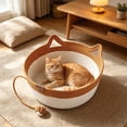 thumbnail image 4 of Stimulicat Handwoven Cat Basket, Handwoven Cotton Rope Indoor Cat Bed, Multi-Functional Natural Scratch Basket with Removable Cushion for Cats & Small Breed Dogs, 4 of 7