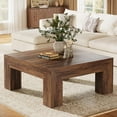 thumbnail image 3 of Finmind 39.4-Inch Square Coffee Table for Living Room, Farmhouse All Wood Accent Center Cocktail Table, 3 of 7