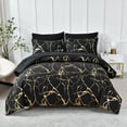 thumbnail image 2 of Flymme Black Marble Comforter Sets Queen Size Bed in a Bag 7 Pieces Modern Gold Marble Texture Bedding Comforter Set with Sheets for All Season, 2 of 8