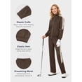 thumbnail image 4 of Women's 2Pc Full Zip Tracksuit, 4 Way Stretch with Reflective Stripes & Zipper Pockets for Golf Running Gym Dark Brown M, 4 of 8