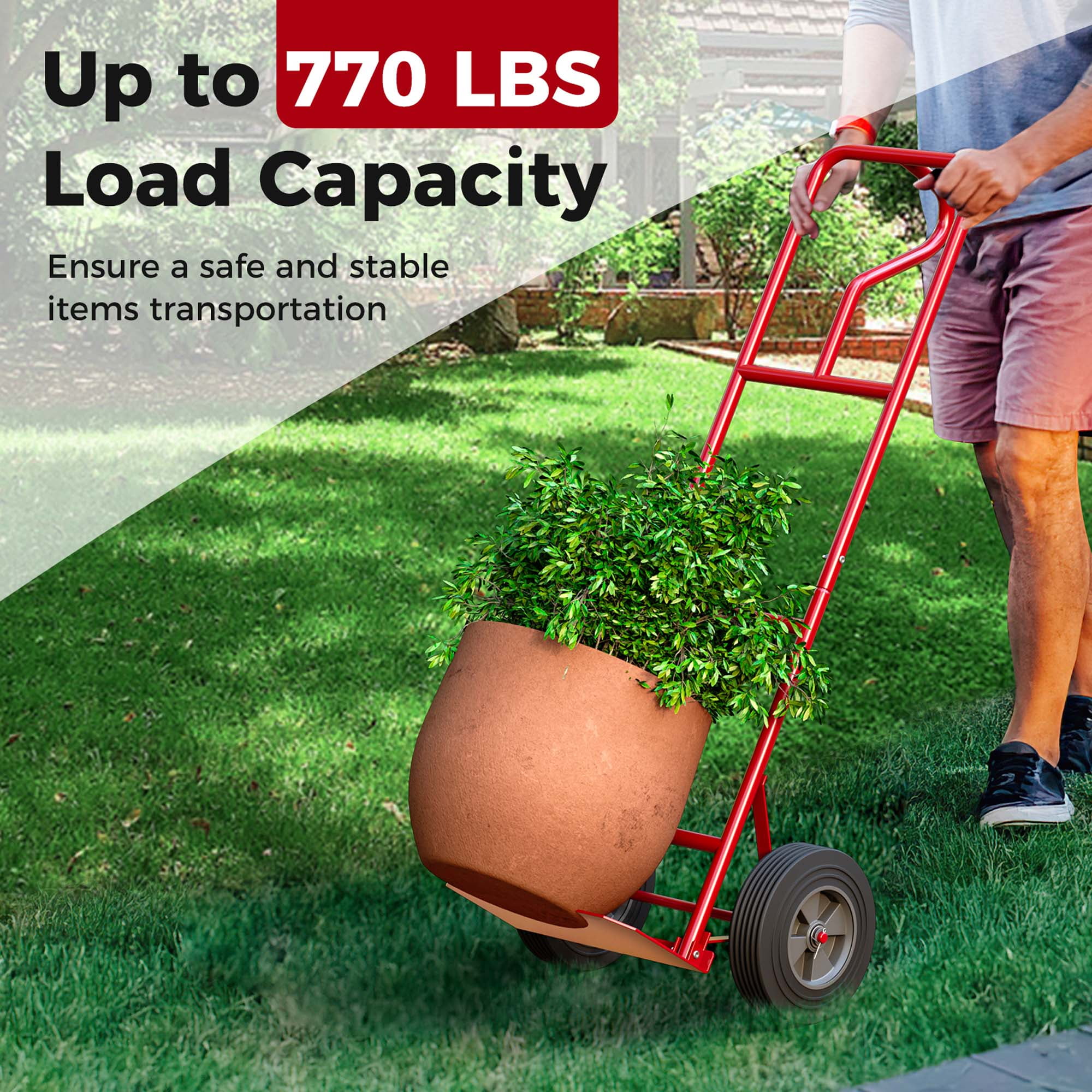 Costway Heavy Duty Hand Truck 660lbs Capacity Trolley Cart with  Foldable Nose Plate Red