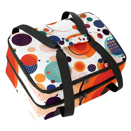 

Anna Cowper Insulation Bags Travel Shopper Insulated Food Delivery Bag Picnic Bag Hand-held Cooler Bag Circles Dots Color