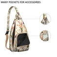 thumbnail image 2 of Floral Cat Shoulder Bag - Hand-drawn Cat Graphic Sling Backpack (Lightweight & Breathable, Organized Storage), 2 of 4