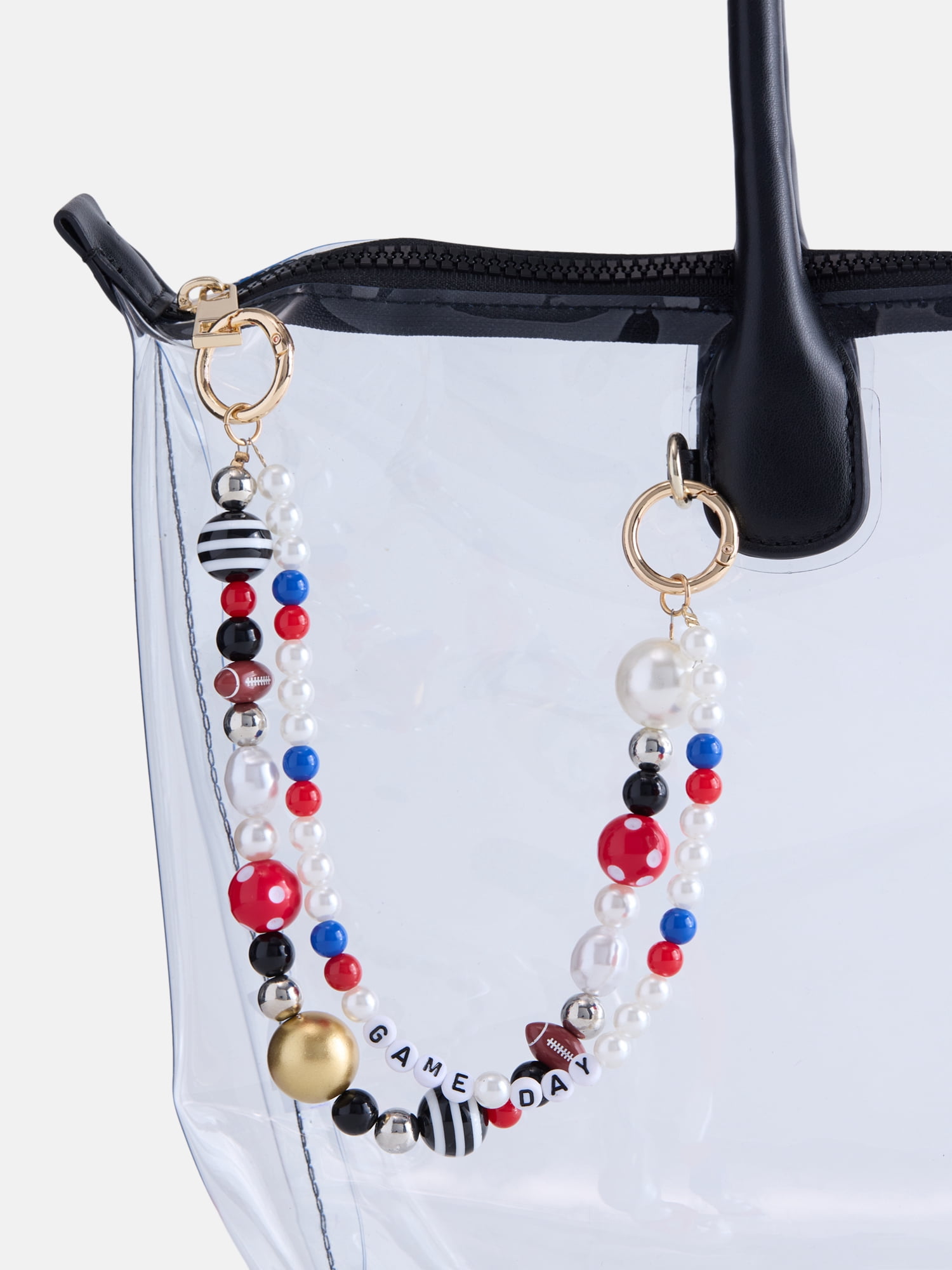 No Boundaries Women’s Game Day Beaded Swag Charm, Red & Blue