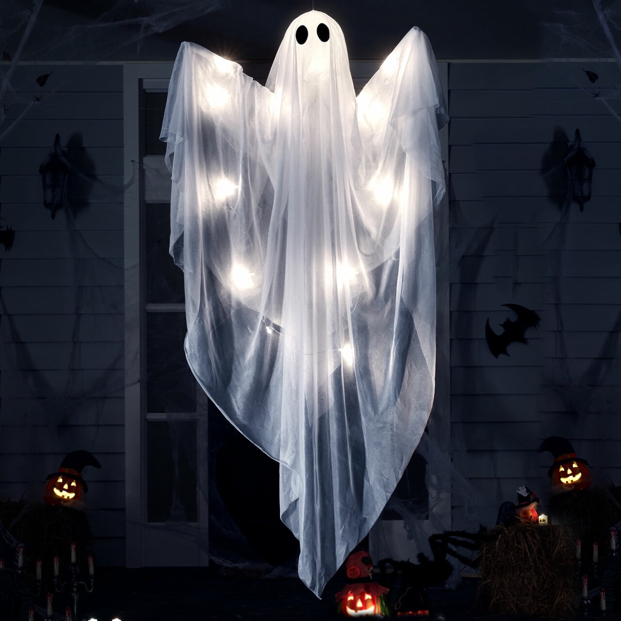Joyfy Hanging Light-Up Ghost Decoration, White, 47 In photo 1