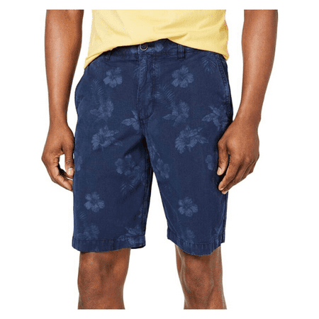 Tommy Bahama Maraggio Ripstop Men's Flat Front Shorts, Maritime Blue Floral 32