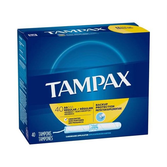 Tampax 783577-BX Regular Regular Absorbency Cardboard Applicator Individually Wrapped Tampon - Pack of 40