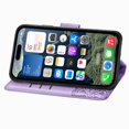 thumbnail image 6 of Butterfly Embossed Wallet Case for iPhone 16 , PU Leather Flip Cover with Card Holder, Kickstand & Lanyard, Shockproof,,Purple,For iPhone 16, 6 of 10