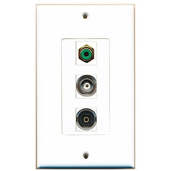 RiteAV - 1 Port RCA Green and 1 Port Toslink and 1 Port BNC Decorative Wall Plate Decorative