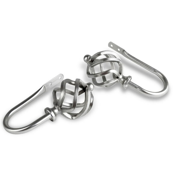 Contemporary Home Living Set of 2 Silver Contemporary Curtain Holdback Hooks 9.25"