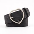 thumbnail image 1 of Nvzi Cinturón de cuero sintético para mujer, con botones en forma de corazón, para vestir y jeans, para niñas y mujeres (negro), 1 of 5