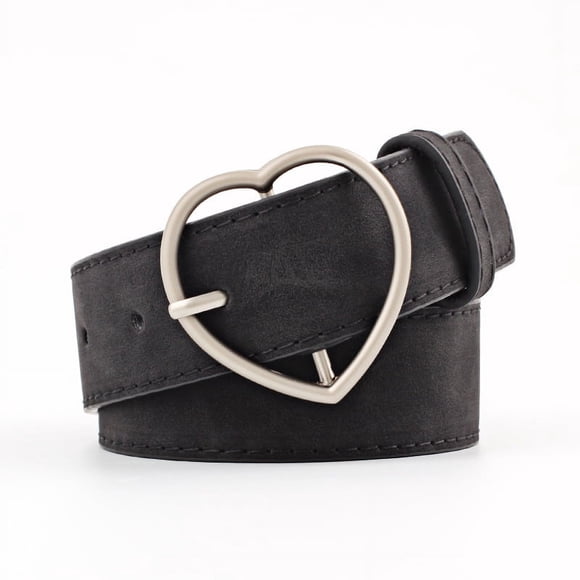 Firefly Hope Cinturón de cuero sintético para mujer, con botones en forma de corazón, para vestir y jeans, para niñas y mujeres (negro)