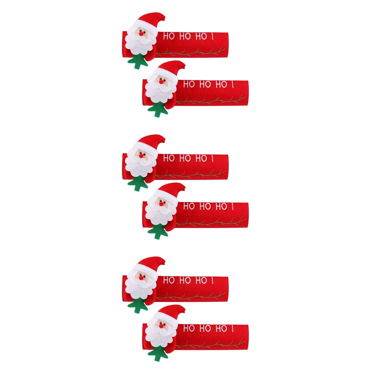 6-Pack Felt Refrigerator Handle Covers with Santa Design, Christmas Decorations, Protective Kitchen Appliance Door Handle Protectors