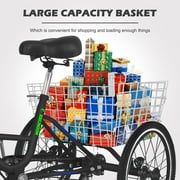 Lilypelle 24 Adult Tricycle Folding Tricycle 3 Wheel Bikes 7 Speed Trikes with Shopping Basket for Seniors Adult,Black
