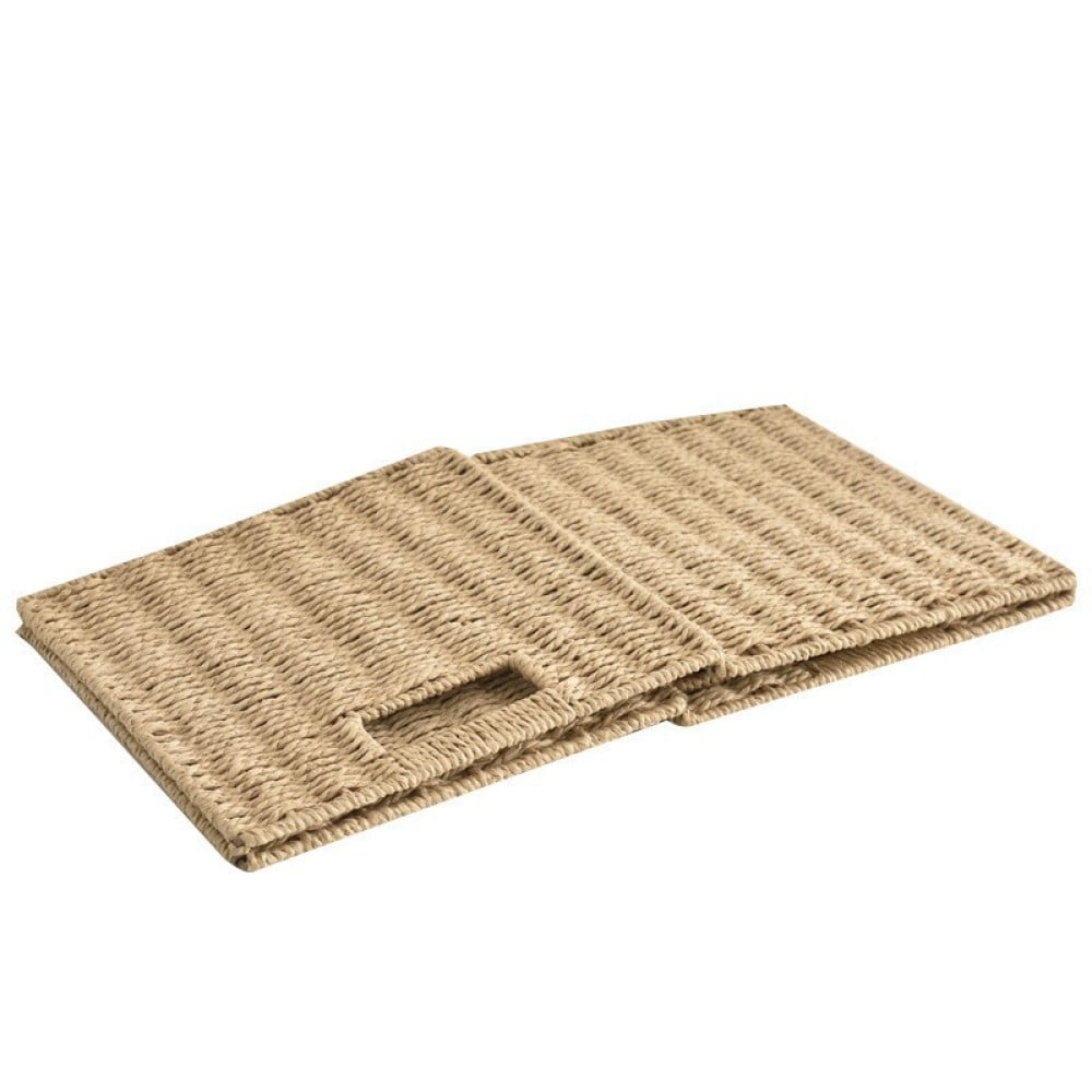 Set of 2 Wicker Storage Basket, Hand-Woven Storage Baskets for Shelves with Handles Foldable Cube Storage Baskets Bins, 8.9 inch