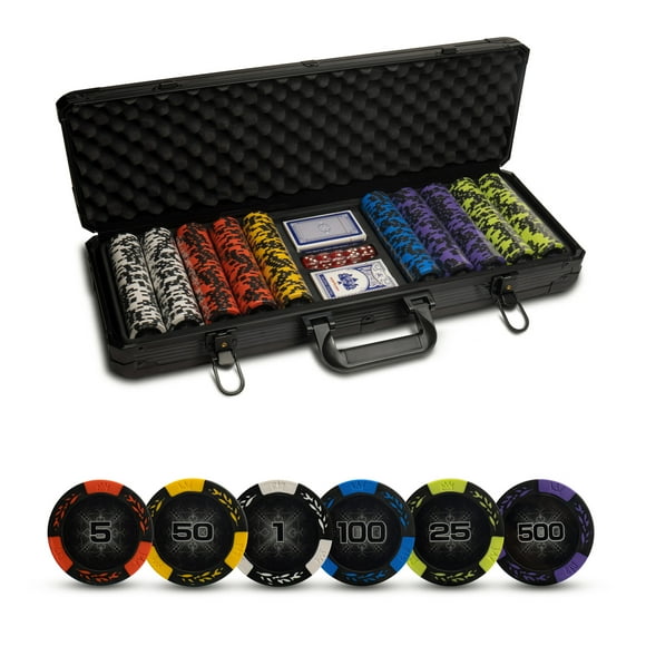 Tradeopia Casino Style Poker Chips Set with Aluminium Storage Case, Included Items - 1 Dealer Chip