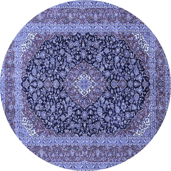 Ahgly Company Indoor Round Medallion Blue Traditional Area Rugs, 4' Round