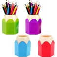 thumbnail image 1 of Portalápices en forma de lápiz de 4 piezas, portalápices extraíble en forma de lápiz para estudiantes, jarrón colorido, portalápices, decoración de escritorio escolar, 1 of 5