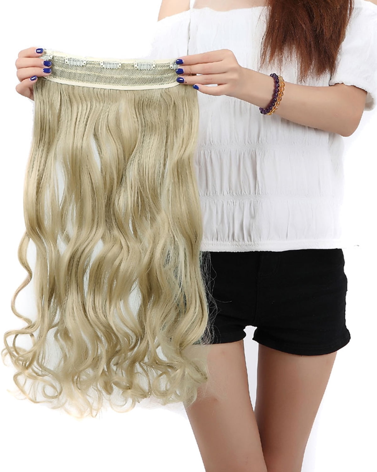 SAYFUT Trendy 29"Long Curly 3/4 Full Head Clip in Synthetic Hair