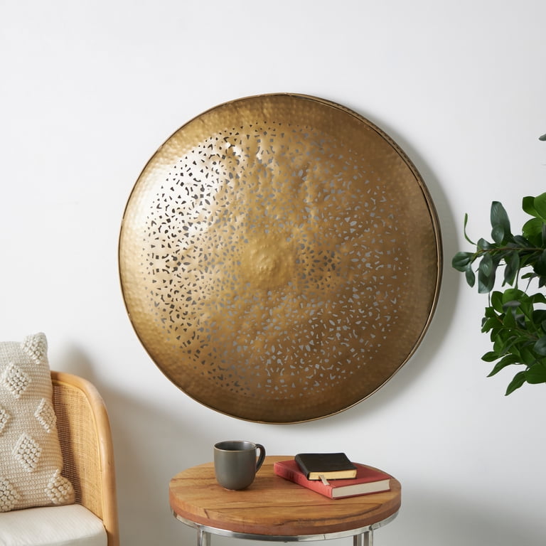 Free Shipping! DecMode Gold Moroccan Disk Plate Wall Art with