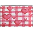 thumbnail image 4 of SKYSONIC Watercolor Red Hearts Red Plaid Stripes Non-Slip Area Rug, Valentine's Day Vintage Floor Carpet Comfort Floor Mats Decor for Indoor Front Porch Living Room Bedroom Kitchen, 36"x24", 4 of 5