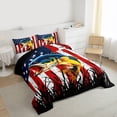 thumbnail image 3 of Homewish Bass Big Fish Queen Comforter Set,American Flag Pattern Bedding Sets,Hunting And Fishing Bedding Comforter Set For Boys,Ultra Soft Home Decor Reversible,3pcs, 3 of 8