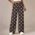 thumbnail image 2 of Ltctricy Girls Pants Polka Dot Wide Leg Trousers with Pockets High Waisted Kids Pants Fall Casual Streetwear(Coffee,7-8 Years), 2 of 7