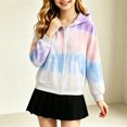thumbnail image 4 of Spazoro Girls Full Zip Hoodie with Pockets, Tie Dye Hooded Stretchy Long Sleeve Lightweight Casual Sweatshirt Jacket Purple Size 9-10, 4 of 6