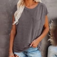 thumbnail image 7 of Jzuxvd Women's Casual Cap Sleeve V Neck T Shirts Basic Summer Tops Loose Solid Color Blouse Brown L, 7 of 7