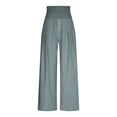 thumbnail image 3 of Yanlir Women's High Waist Straight Leg Wide Pants Loose Casual Comfort Trousers for Spring Summer Office and Travel(Blue,M), 3 of 5