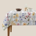 thumbnail image 4 of Floral Tablecloth Square 54 Inch Grey Buffalo Plaids Wildflower Butterfly Table Cloth Polyester Fabric Vintage Farmhouse Spring Summer Flowers Tablecover for Kitchen Party Dining Picnic Outdoor Decor, 4 of 6