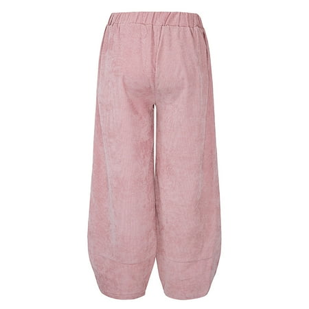 trousers harem elastic pockets asymmetrical striped loose waist pants legs casual wide button plus