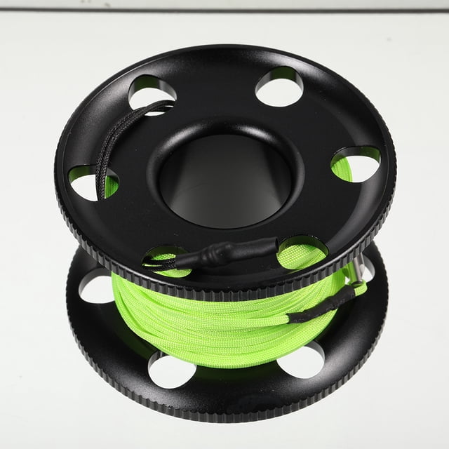 Reel High Density 30m Rope Lightweight Aluminum Cave Scuba Spool with Diving Tech Spool with Snap Hook Accessories Equipment Black
