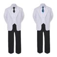 thumbnail image 2 of 5-7pc Formal Black White Suit Set Teal Bow Long Tie Vest Boy Baby Sm-20 Teen, 2 of 3